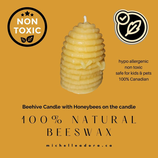 Decorative Beehive Candle with Honey Bees | 2.5 x 3.25 inch