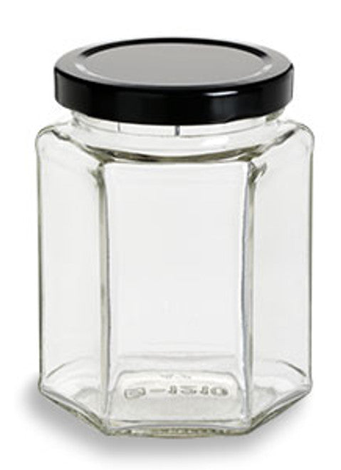 Hexagon Jar | Black Lid | 280 ml